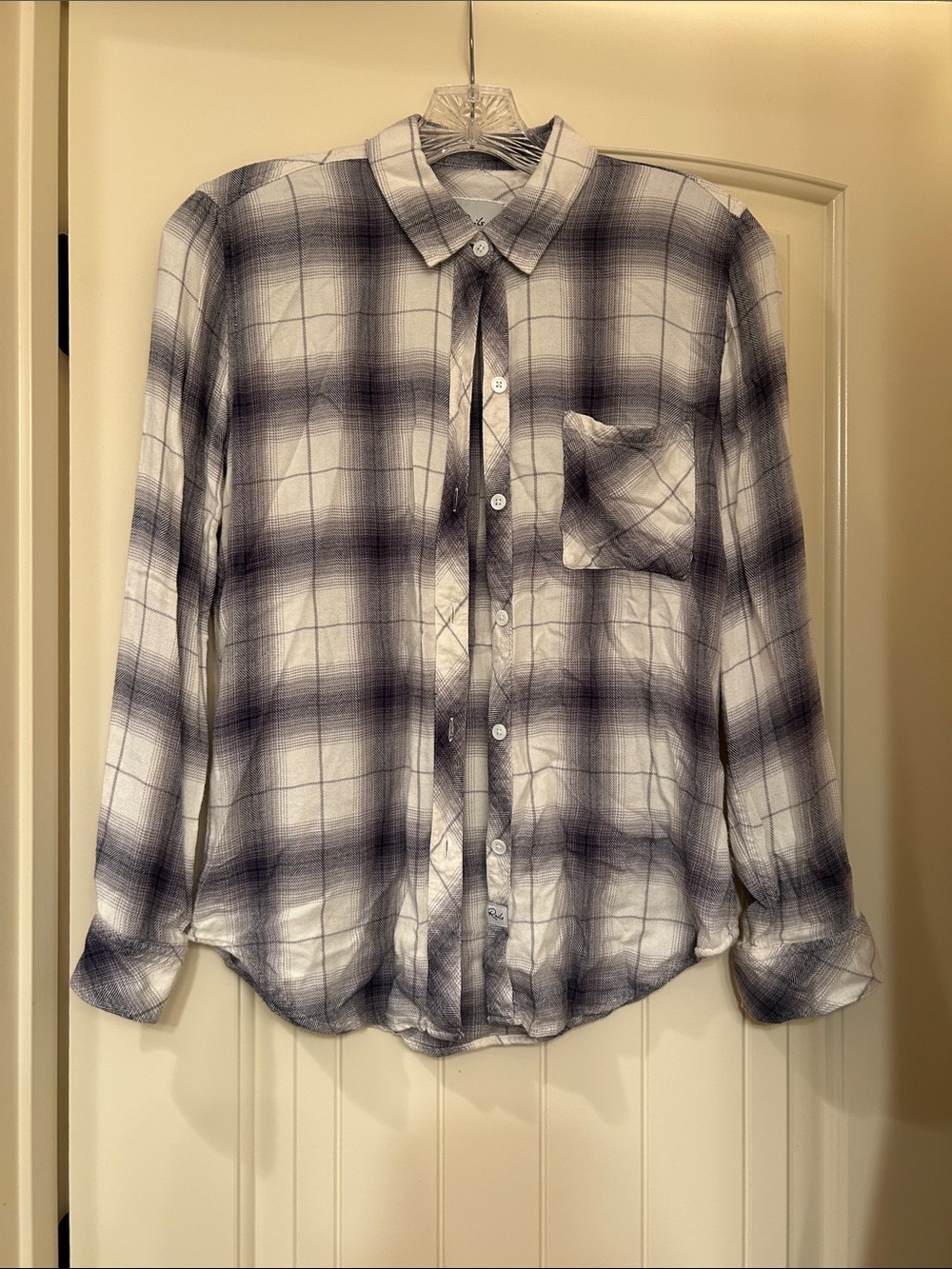 Rails Women's White and Navy Plaid Button-Down Shirt
